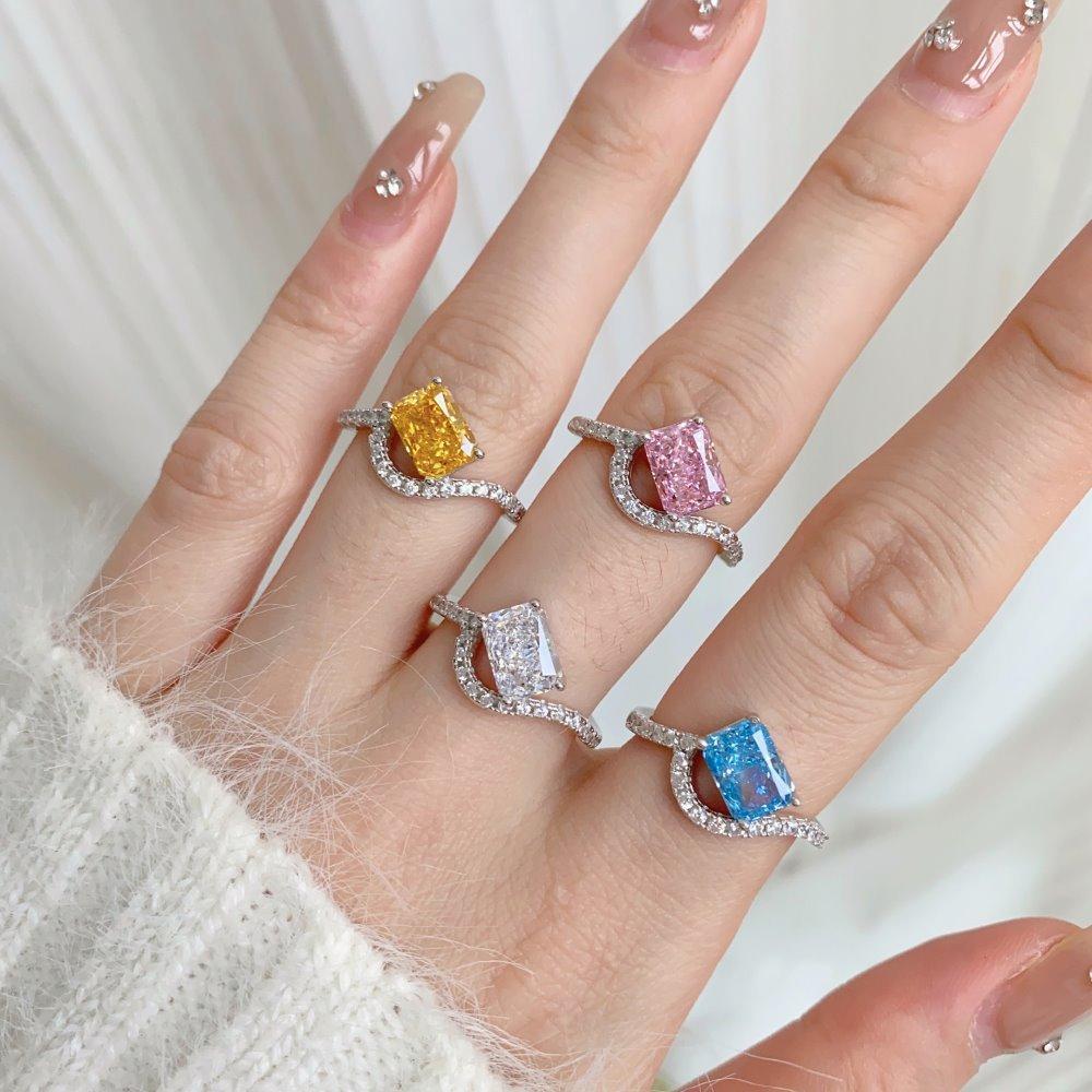 [AIYO]# Square Zircon Ring (all 25 Free Shipping) [Buy One Get Three Free: Earrings, Ring Box, Cloth]