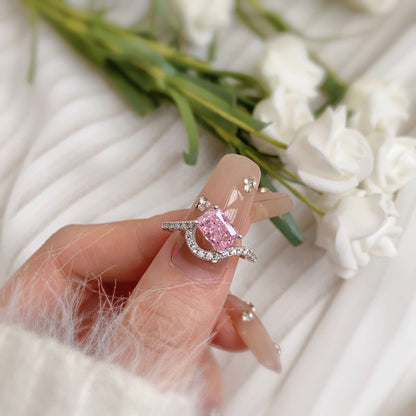 [AIYO]# Square Zircon Ring (all 25 Free Shipping) [Buy One Get Three Free: Earrings, Ring Box, Cloth]